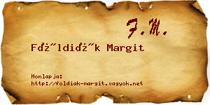 Földiák Margit névjegykártya